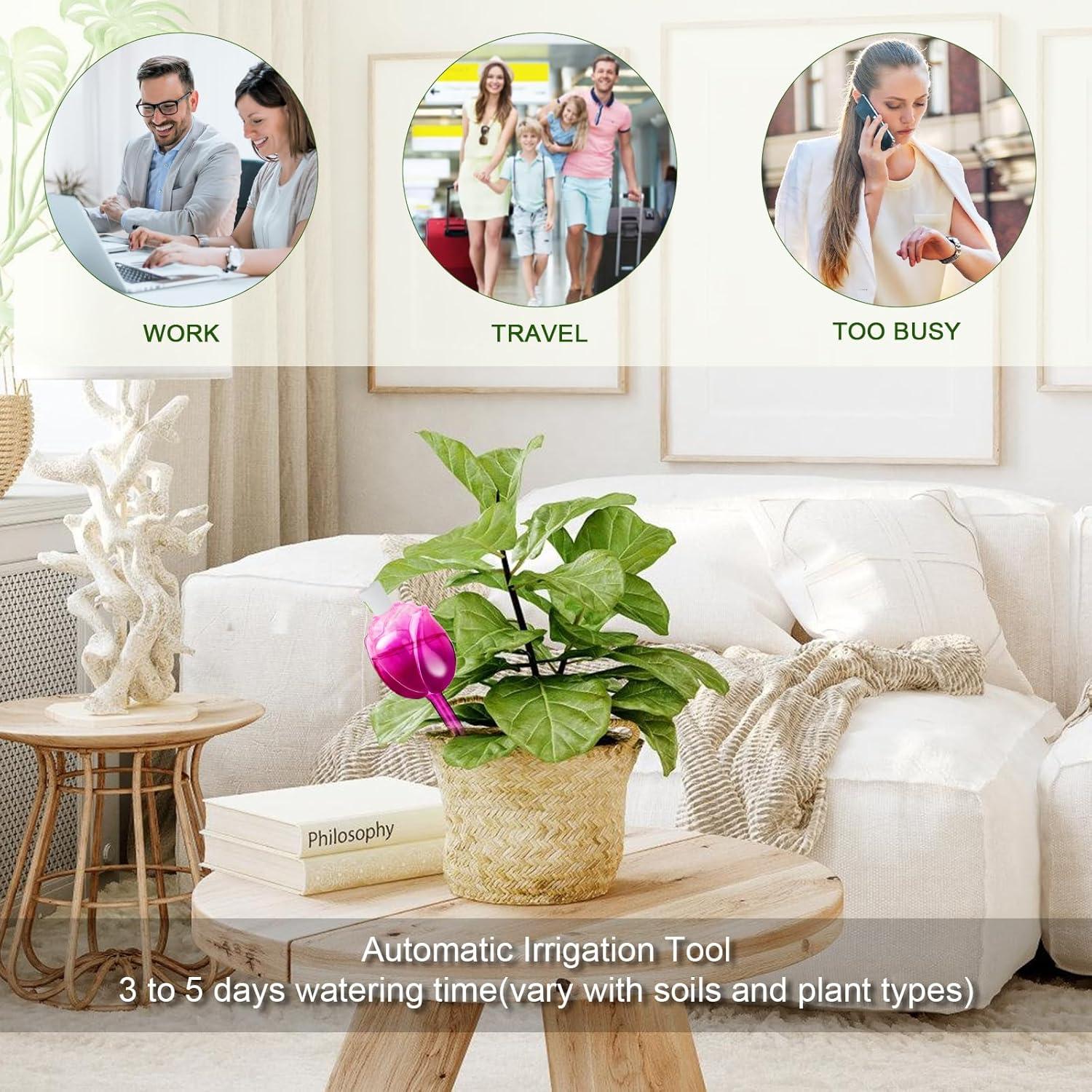 4 Esferas de Riego de Vidrio Iridiscentes 100ml para Plantas