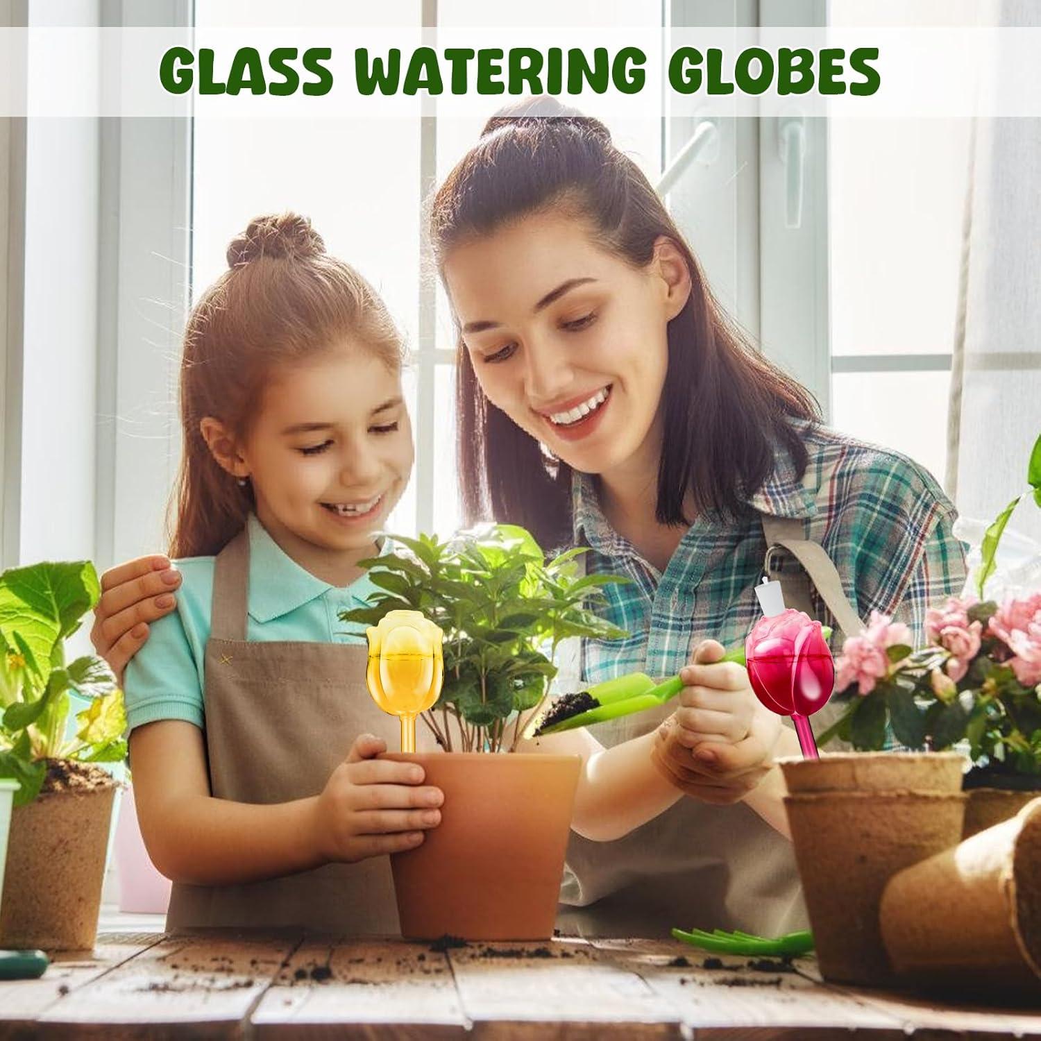 4 Esferas de Riego de Vidrio Iridiscentes 100ml para Plantas