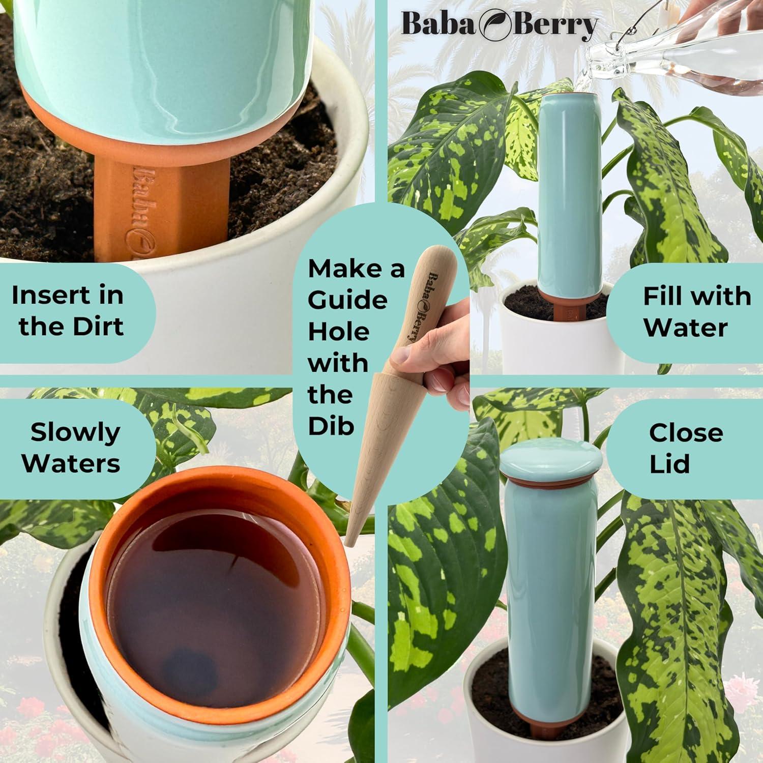 Picos de Riego Automático de Terracota BabaBerry 2 Unidades 0.51L