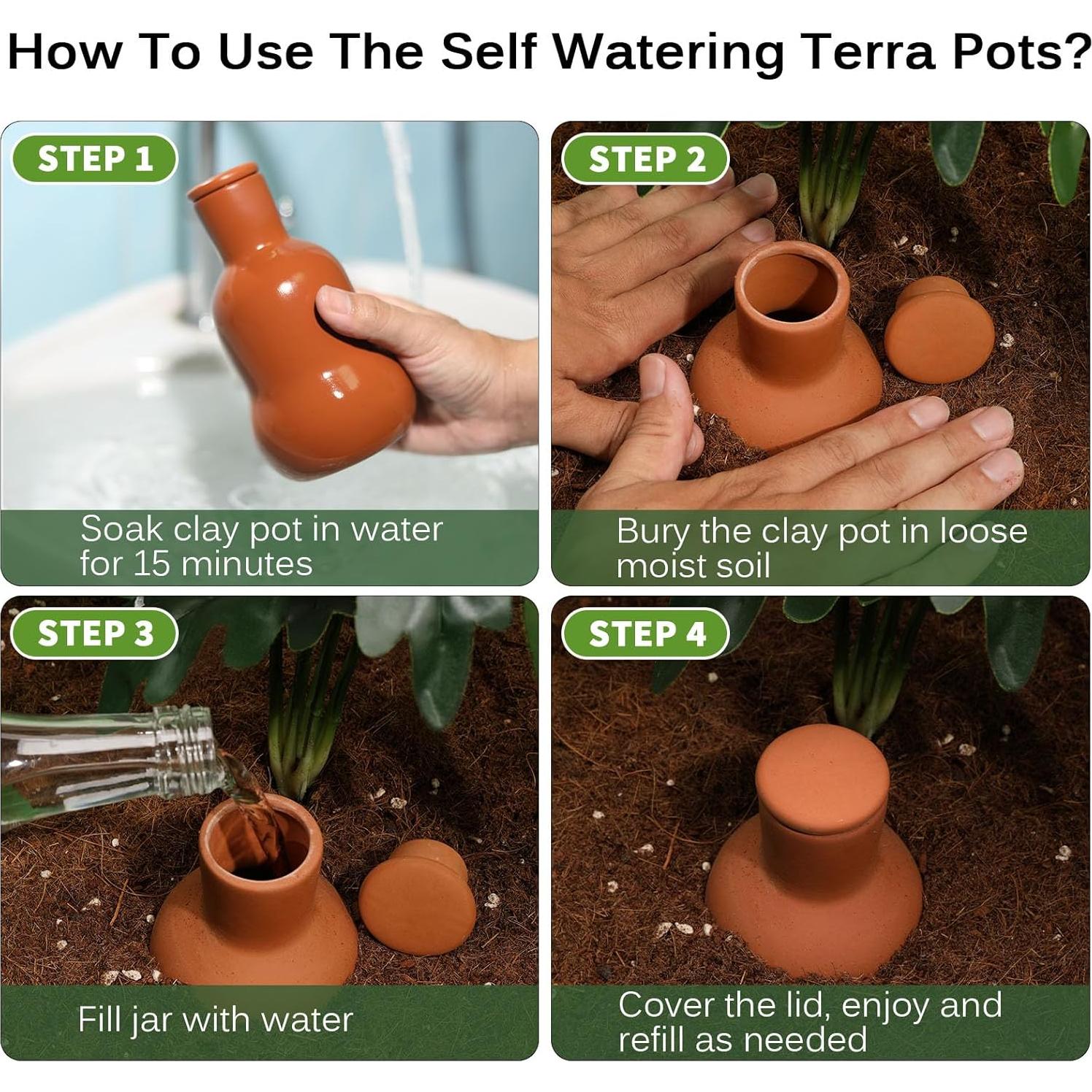 Ollas de Riego de Terracota Boller, 2 PCS, 0.44 L para Plantas