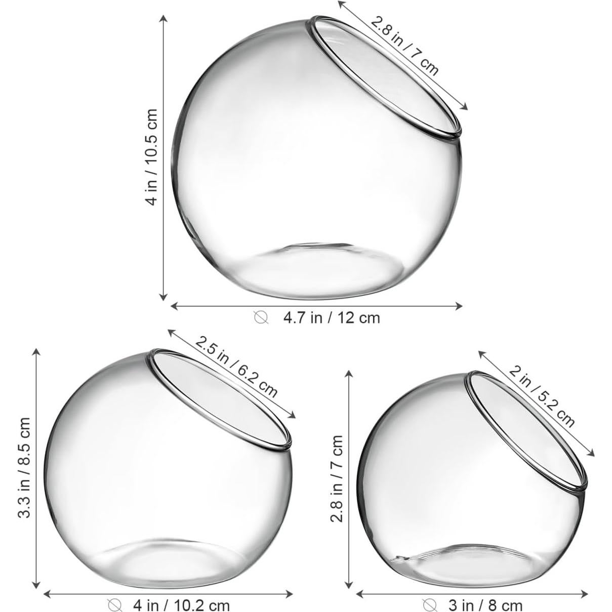 Esferas de Riego Angoily para Plantas - 3 Pcs Vidrio 8-12 cm