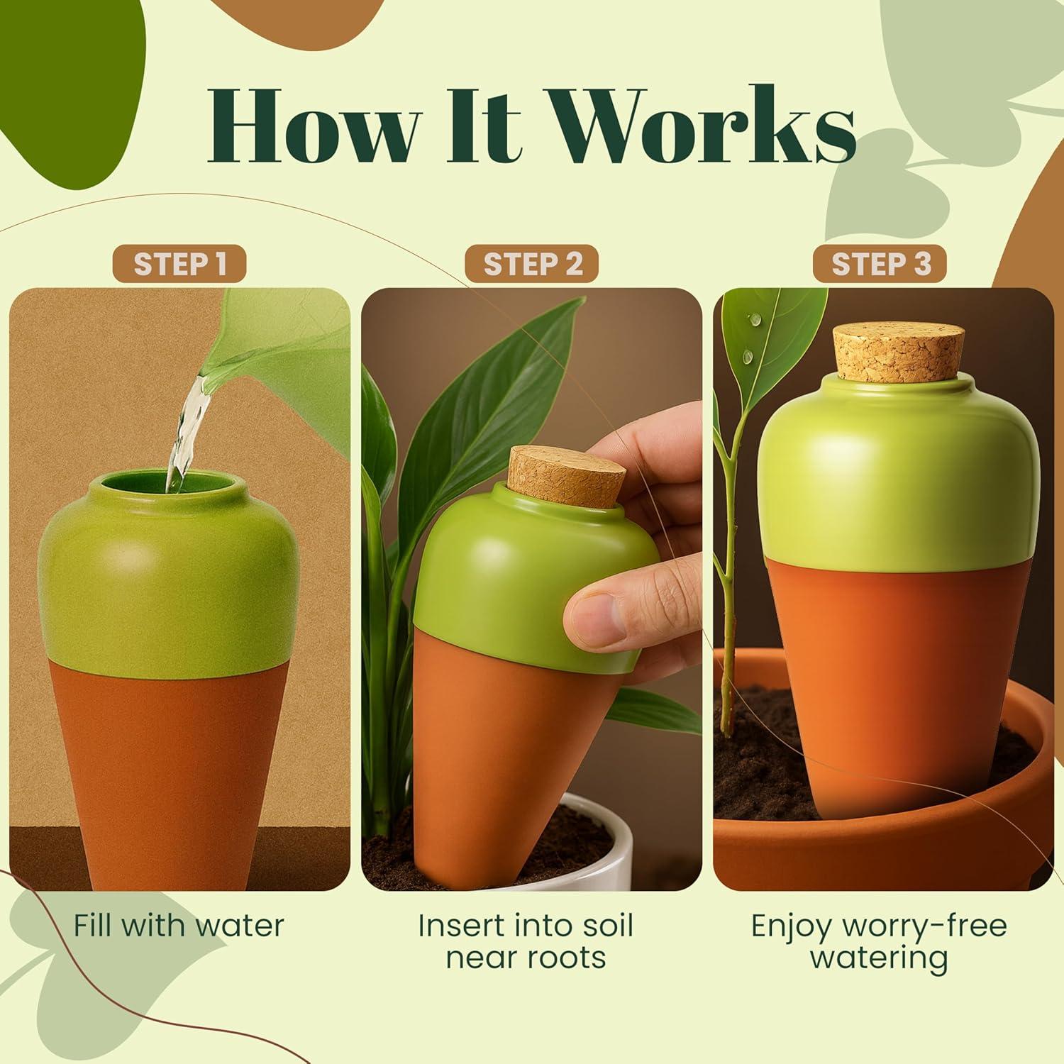 Insertos de Maceta de Terracota Autorriego Cozy Chrysalis - Juego de 4