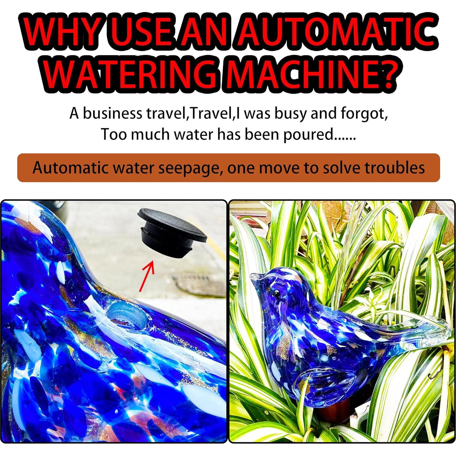 Bola de Riego Automática de Vidrio Naboher Azul Claro 14 cm