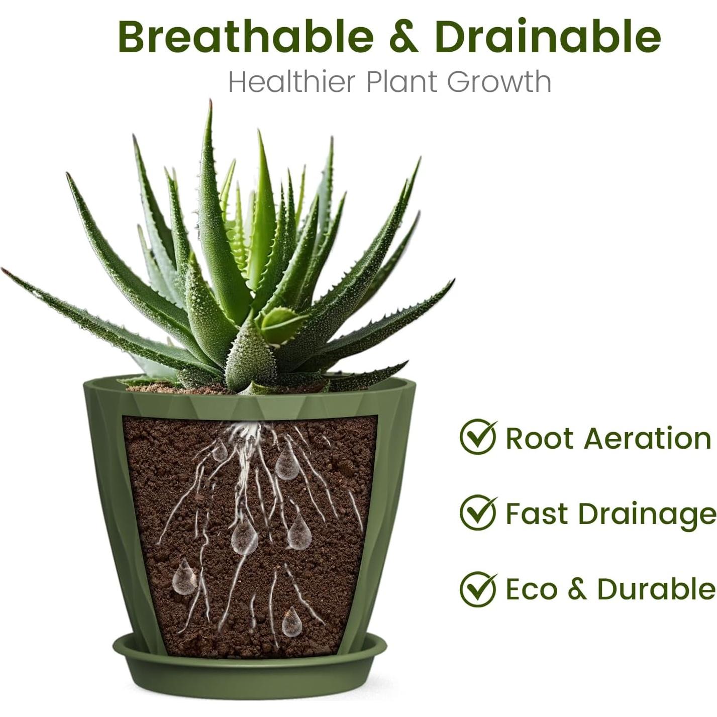 Macetas Pequeñas UOUZ 10.2 cm Paquete de 12 con Drenaje