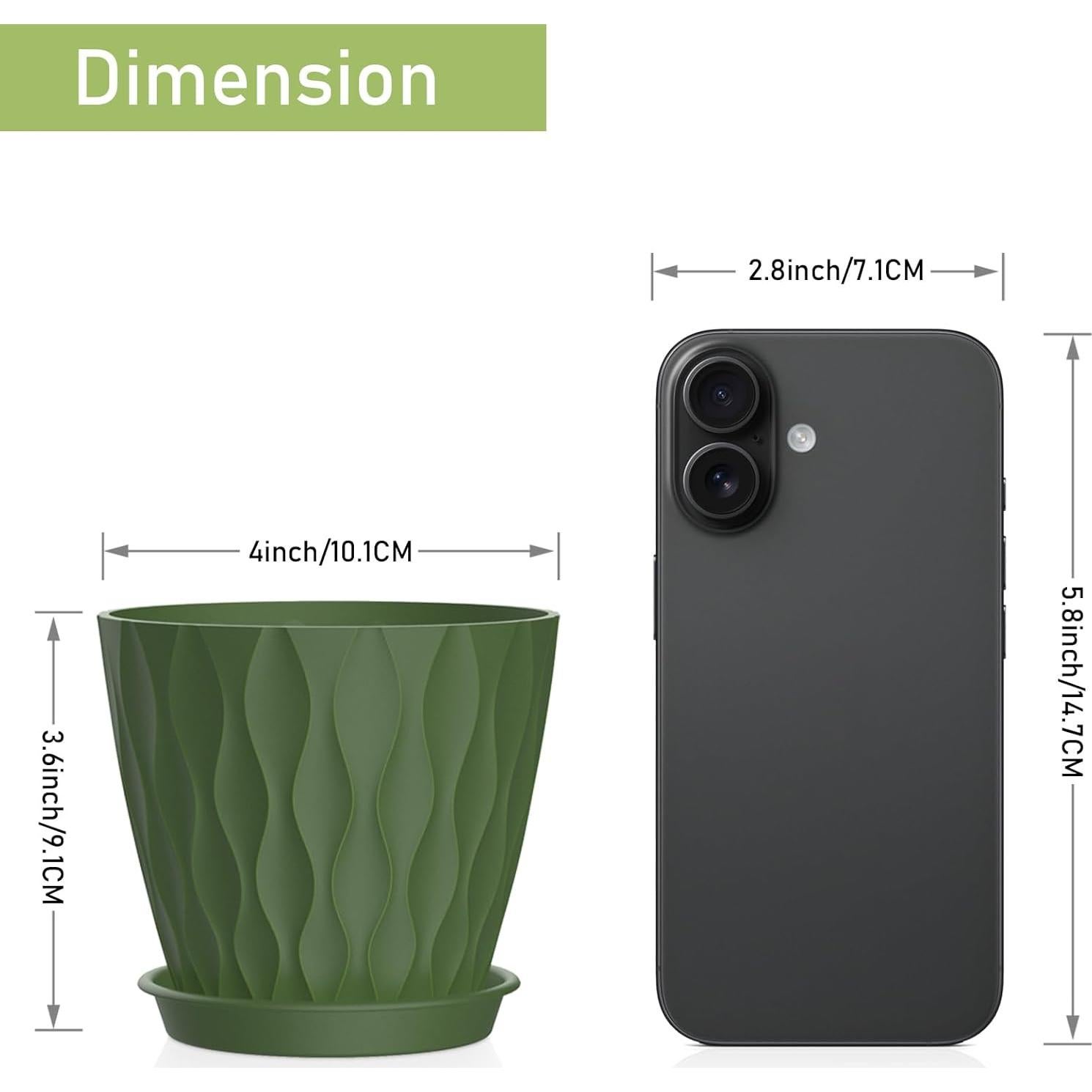 Macetas Pequeñas UOUZ 10.2 cm Paquete de 12 con Drenaje