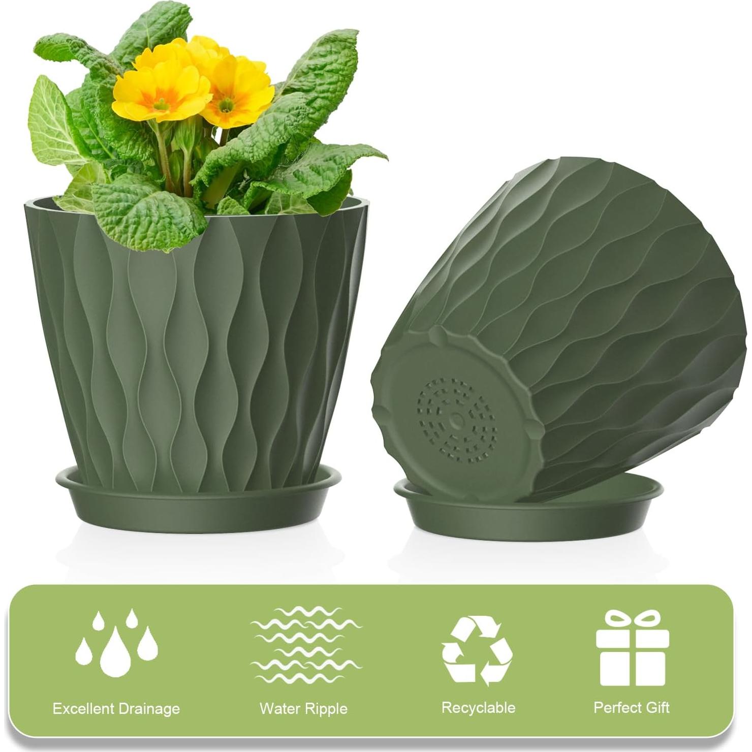 Macetas Pequeñas UOUZ 10.2 cm Paquete de 12 con Drenaje