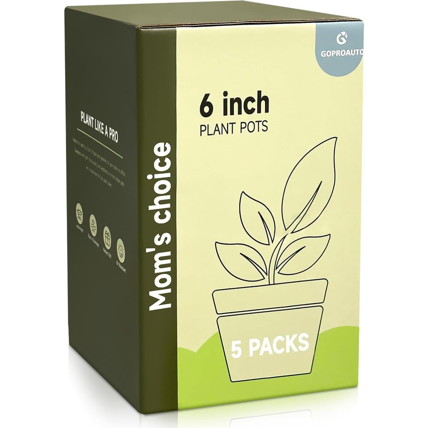 Macetas de Interior Goproauto 15.24 cm Multicolor con Plato Drenaje - 5 Piezas