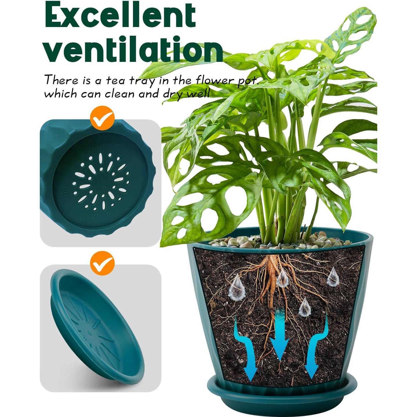 Macetas de Interior Goproauto 15.24 cm Multicolor con Plato Drenaje - 5 Piezas