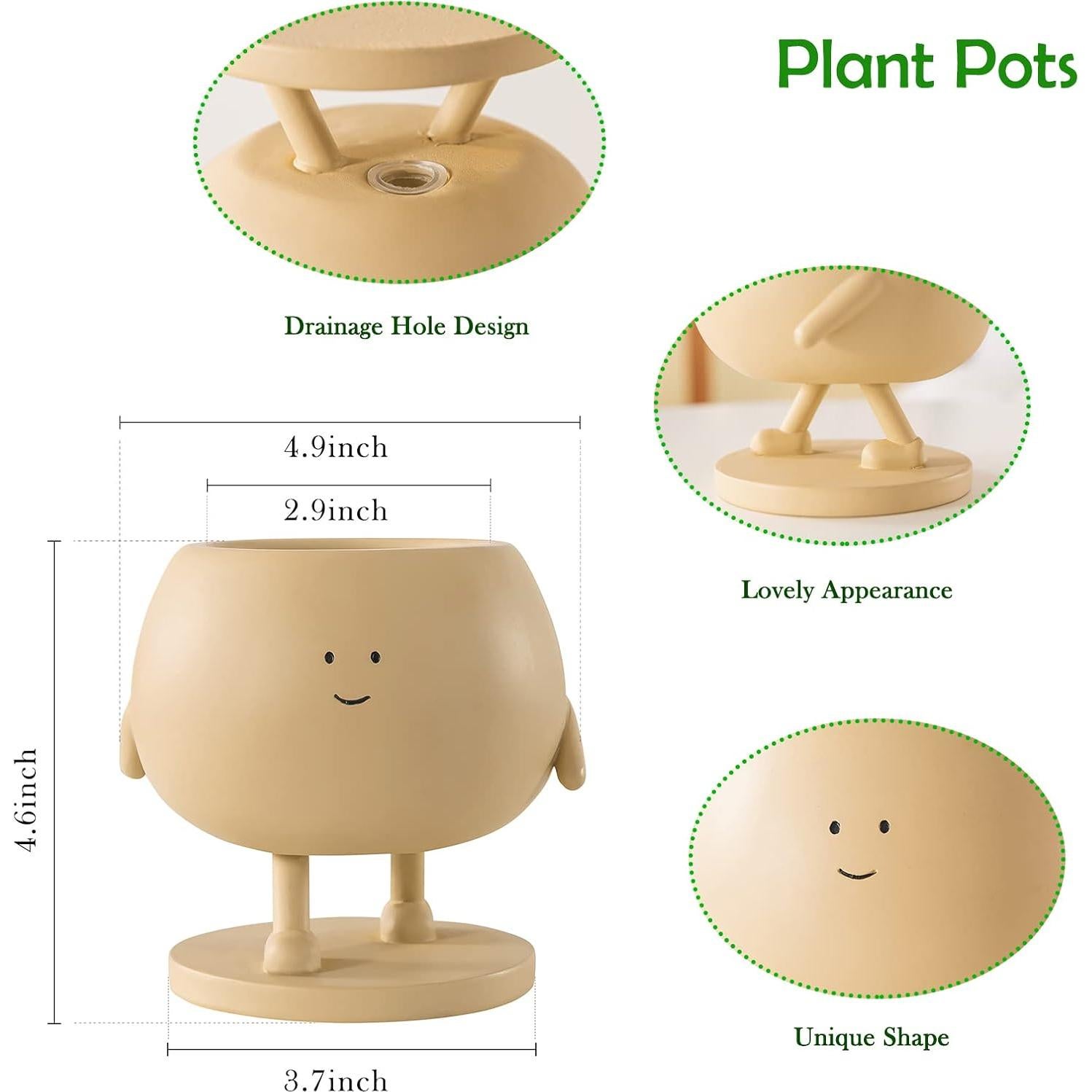 Maceta de Cara COTYNI 12.4 cm Resina con Drenaje para Suculentas
