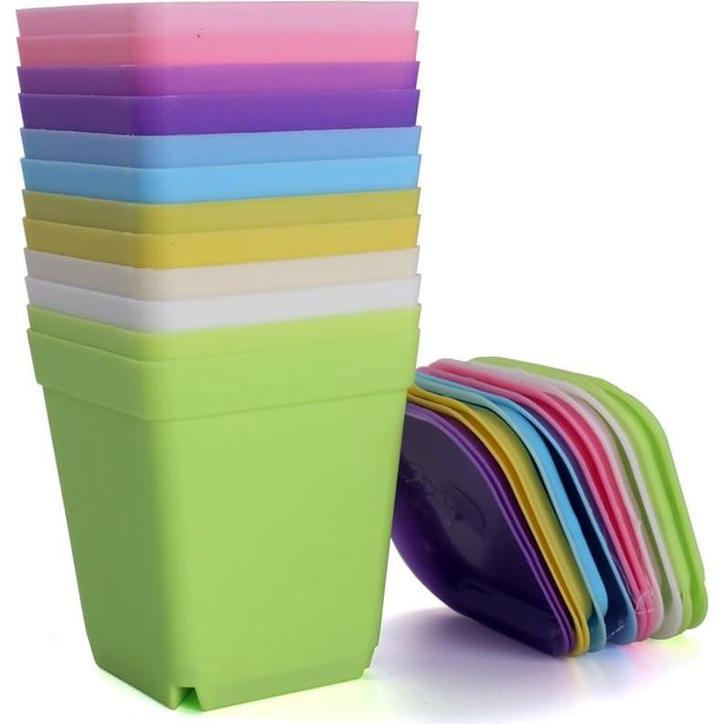 Set de 12 Macetas de Plástico Coloridas WARMBUY 6.99 cm