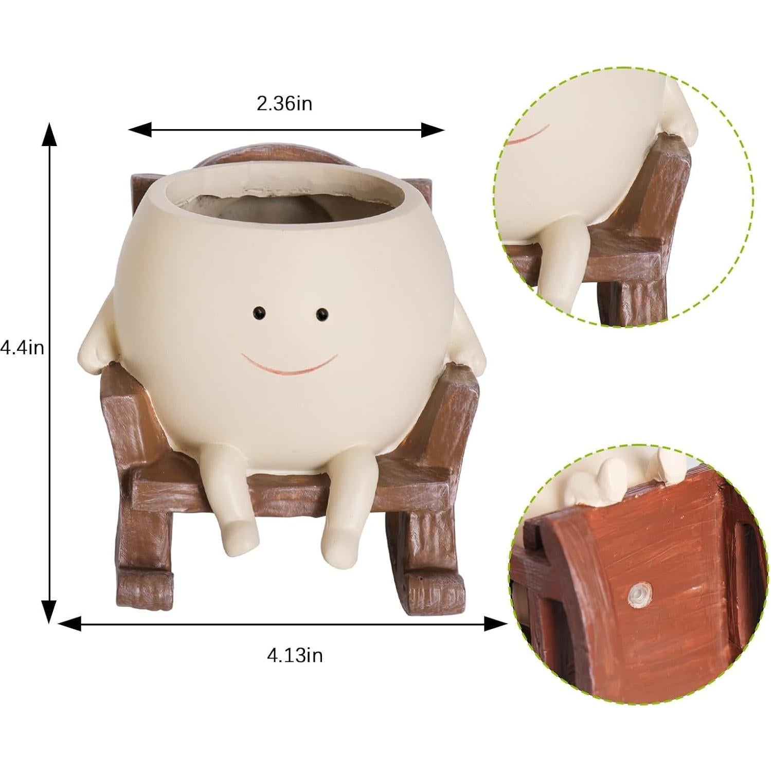 Maceta Silla Mecedora Camotank Pequeña Resina Beige