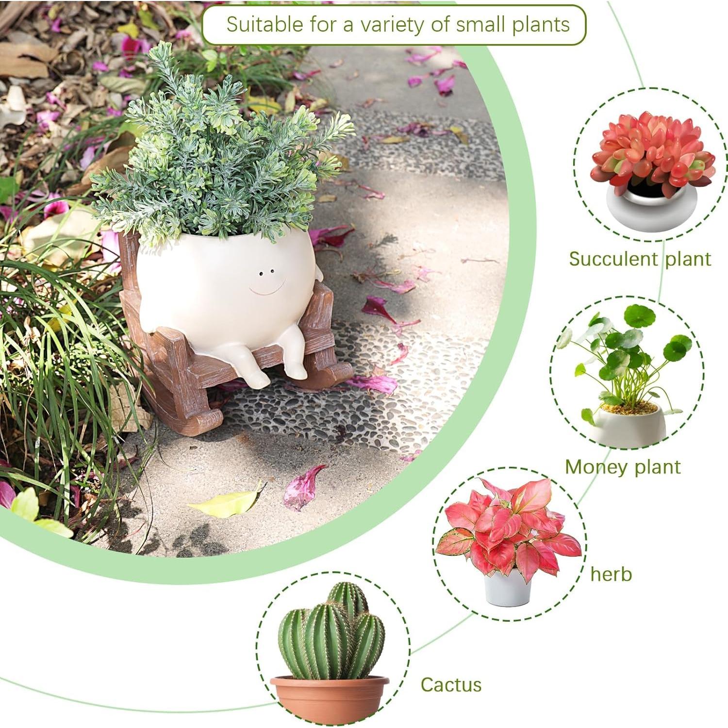 Maceta Silla Mecedora Camotank Pequeña Resina Beige