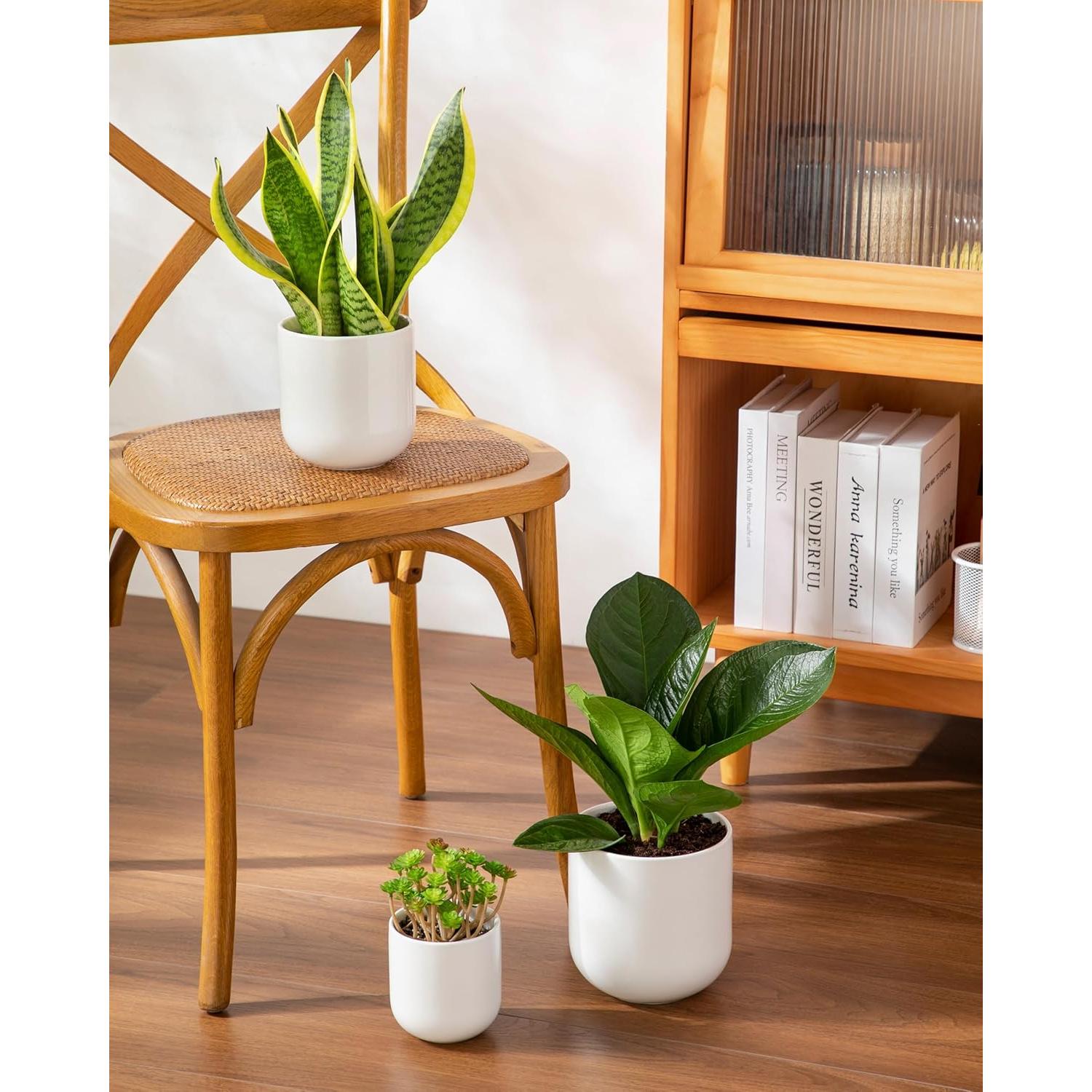 Juego de 3 Macetas de Cerámica Vancasso 10+12+15 cm Drenaje