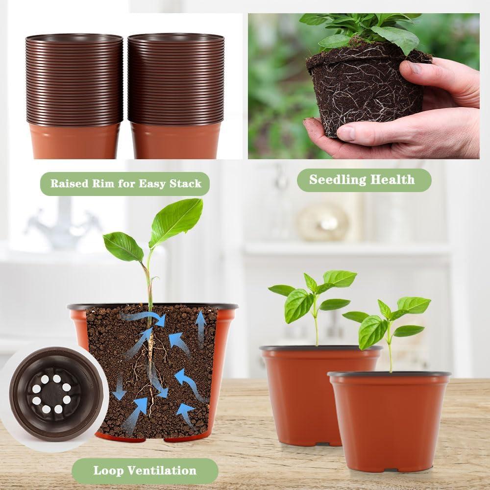 100 Macetas de Vivero 4" Bluckincle con Etiquetas y Drenaje