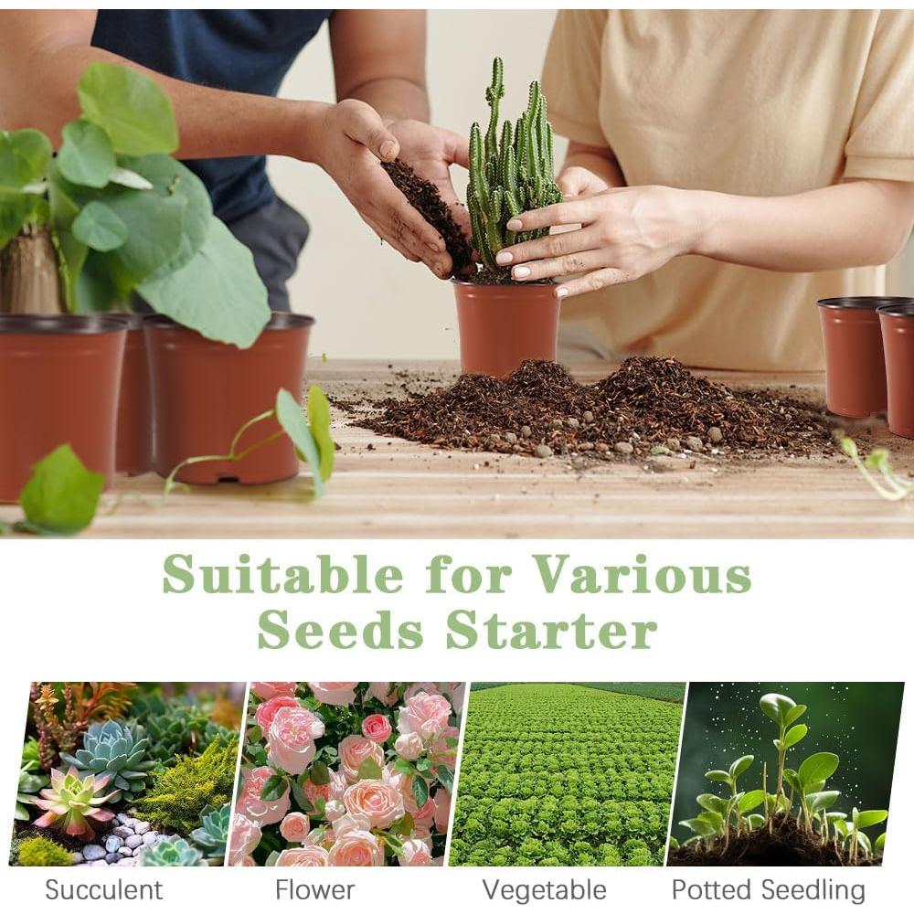 100 Macetas de Vivero 4" Bluckincle con Etiquetas y Drenaje