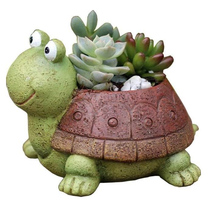 Maceta Tortuga Youfui de Resina Verde para Suculentas 12x10x8.5cm