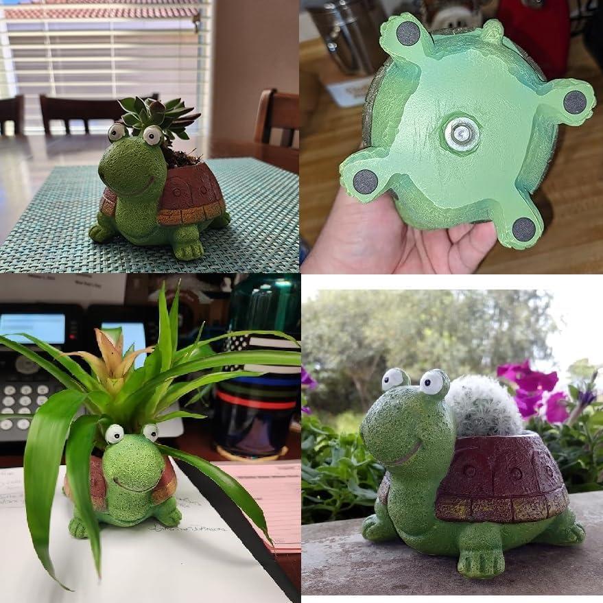 Maceta Tortuga Youfui de Resina Verde para Suculentas 12x10x8.5cm