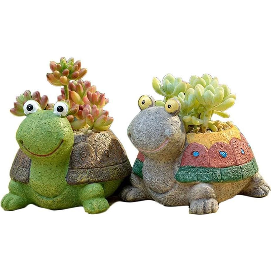 Maceta Tortuga Youfui de Resina Verde para Suculentas 12x10x8.5cm