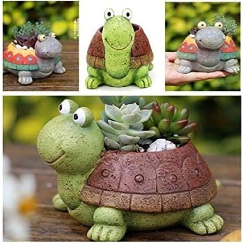 Maceta Tortuga Youfui de Resina Verde para Suculentas 12x10x8.5cm