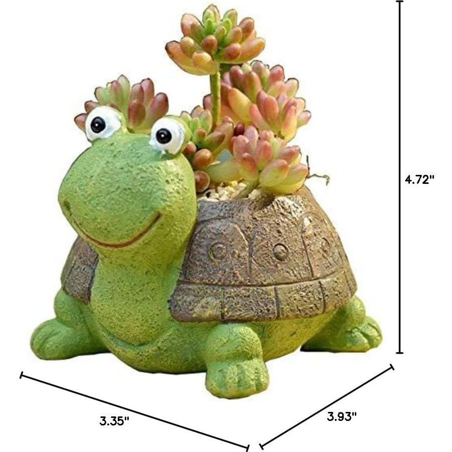 Maceta Tortuga Youfui de Resina Verde para Suculentas 12x10x8.5cm