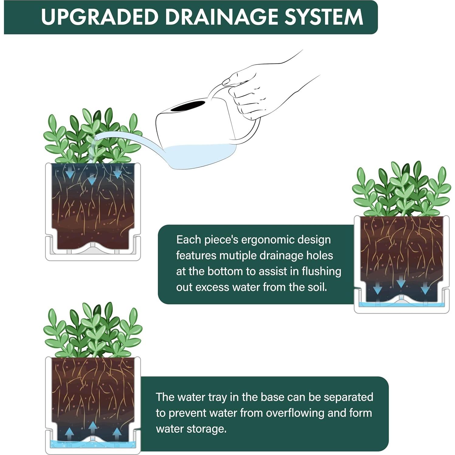 Maceta de Hierbas D'vine Dev 10 cm Blanca con Drenaje y Plato
