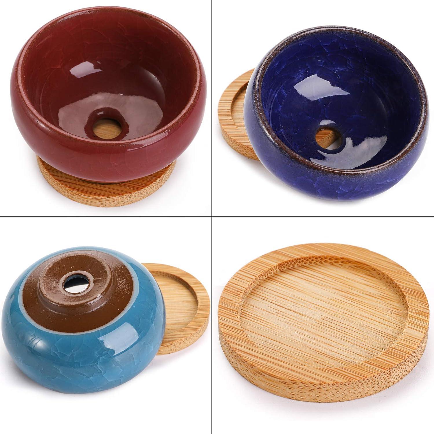 Macetas de Cerámica Lawei 12 Piezas con Drenaje y Bandeja