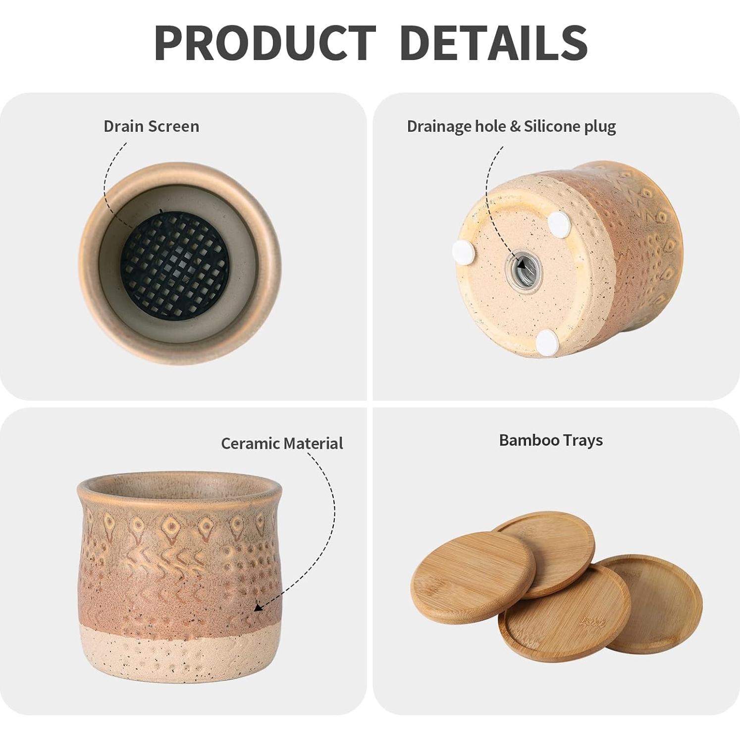 Macetas Mini Cerámicas TAMAYKIM 6 Piezas 6.99 cm Marrón Beige