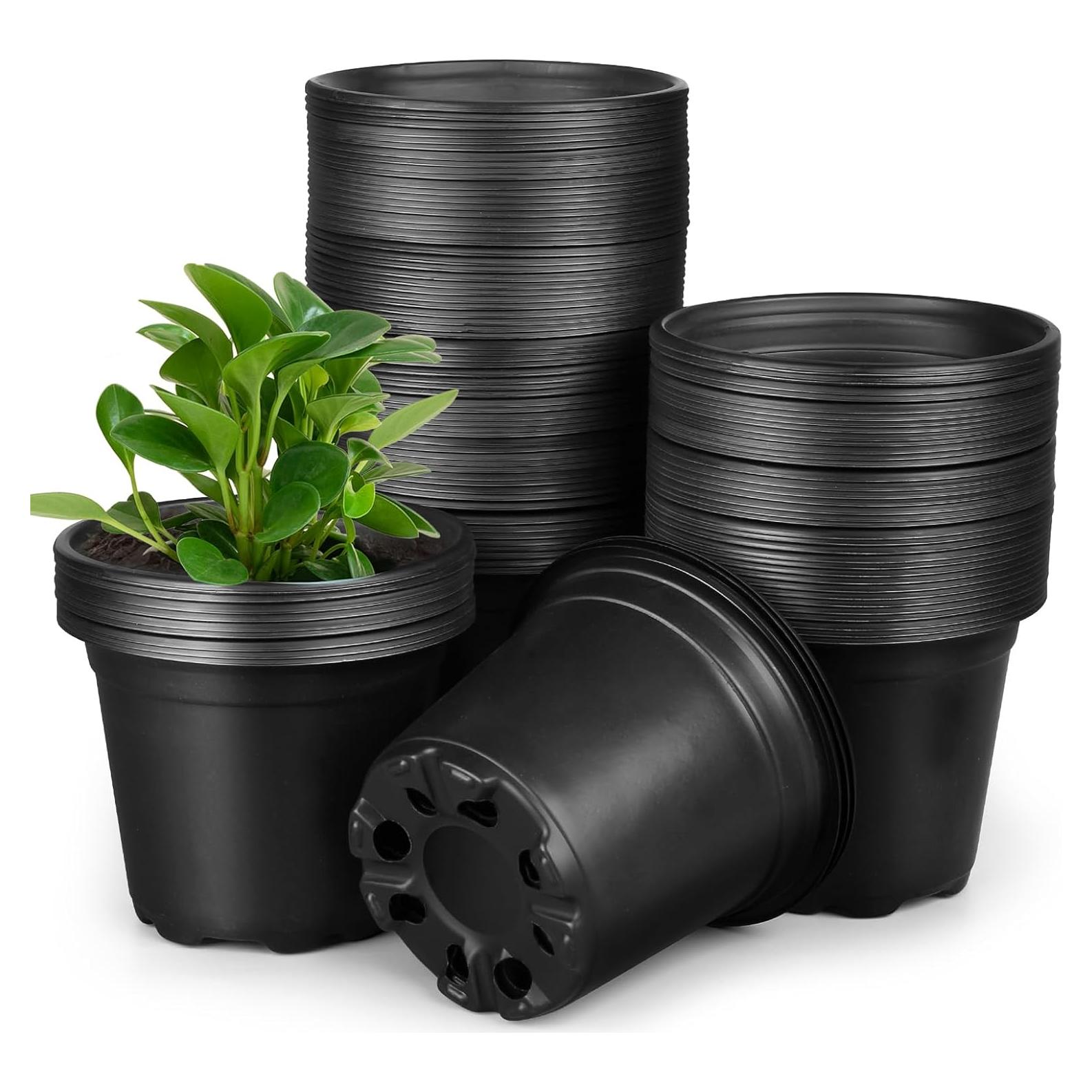 Macetas de Vivero HQAUT 10 cm - Paquete de 110 Plástico Negro