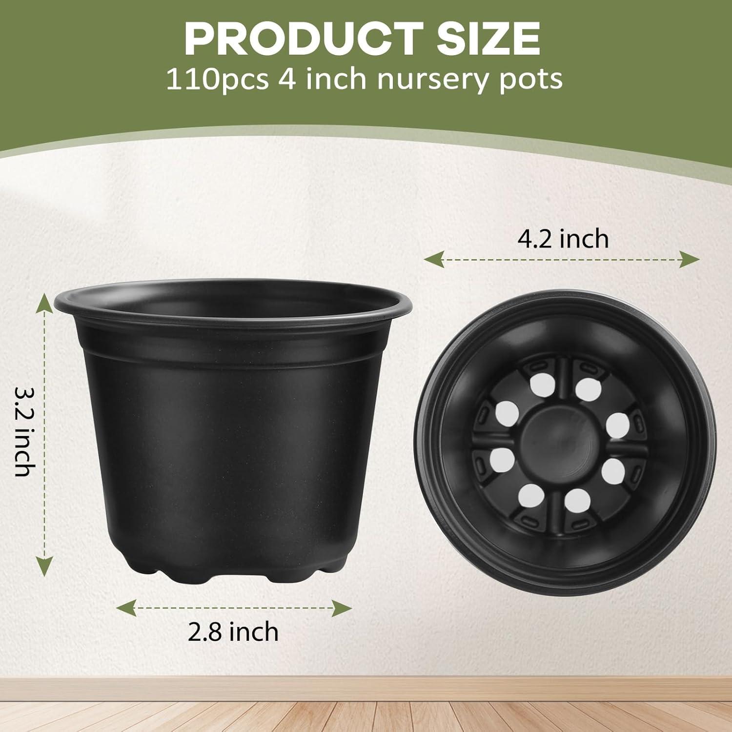 Macetas de Vivero HQAUT 10 cm - Paquete de 110 Plástico Negro