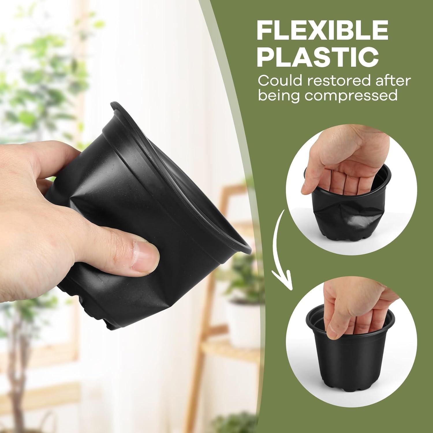 Macetas de Vivero HQAUT 10 cm - Paquete de 110 Plástico Negro