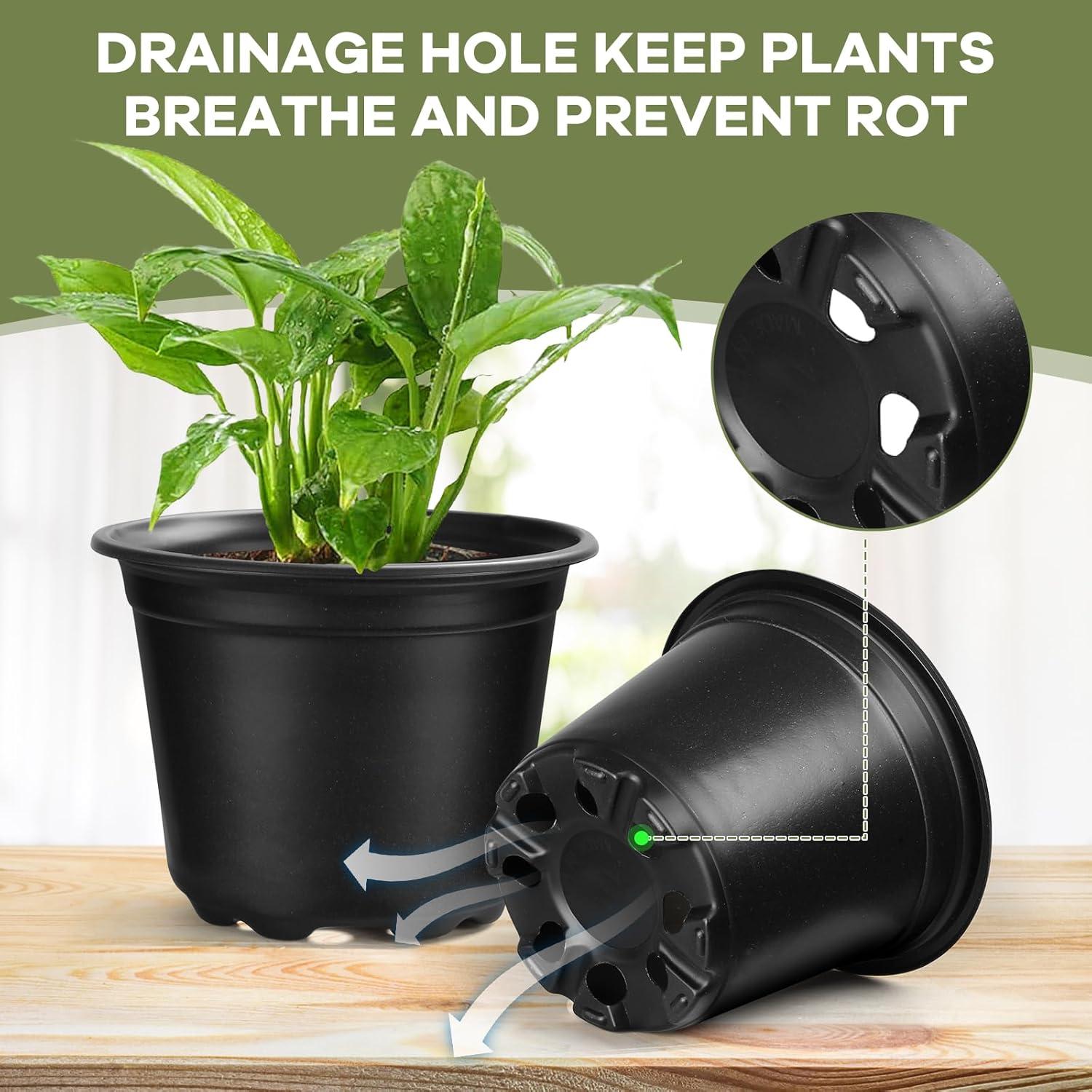 Macetas de Vivero HQAUT 10 cm - Paquete de 110 Plástico Negro