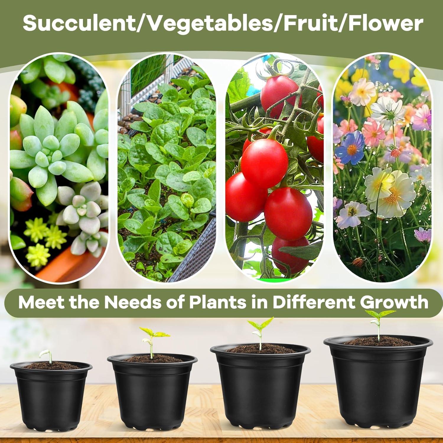 Macetas de Vivero HQAUT 10 cm - Paquete de 110 Plástico Negro