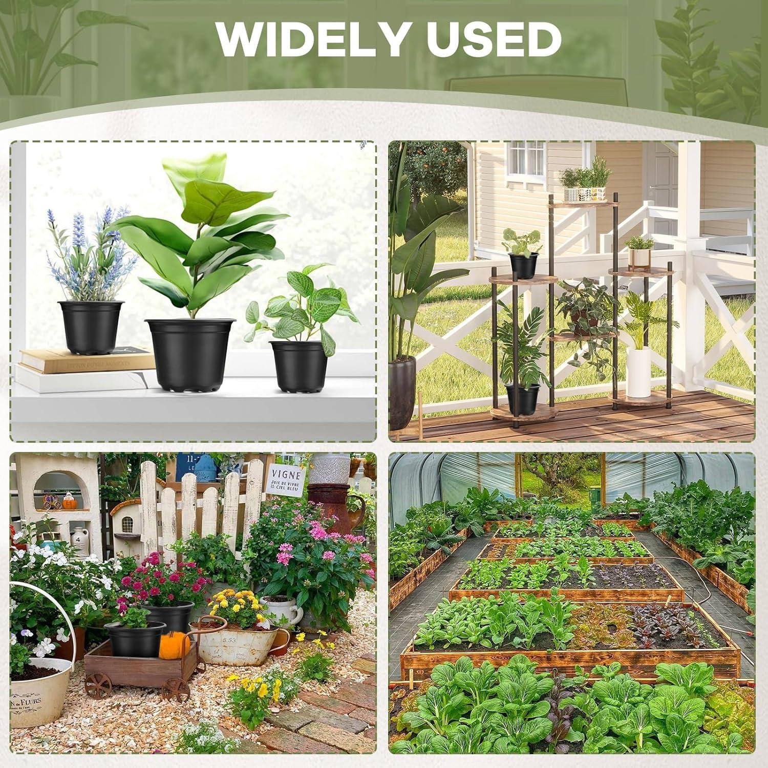 Macetas de Vivero HQAUT 10 cm - Paquete de 110 Plástico Negro