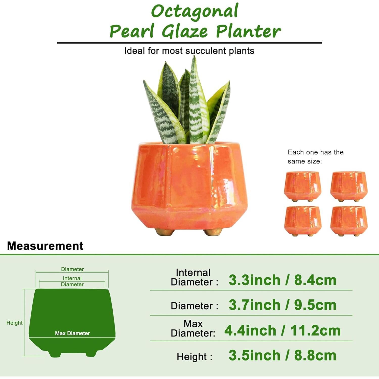 Maceta de Cerámica Durazno 10 cm - Set de 4 con Drenaje