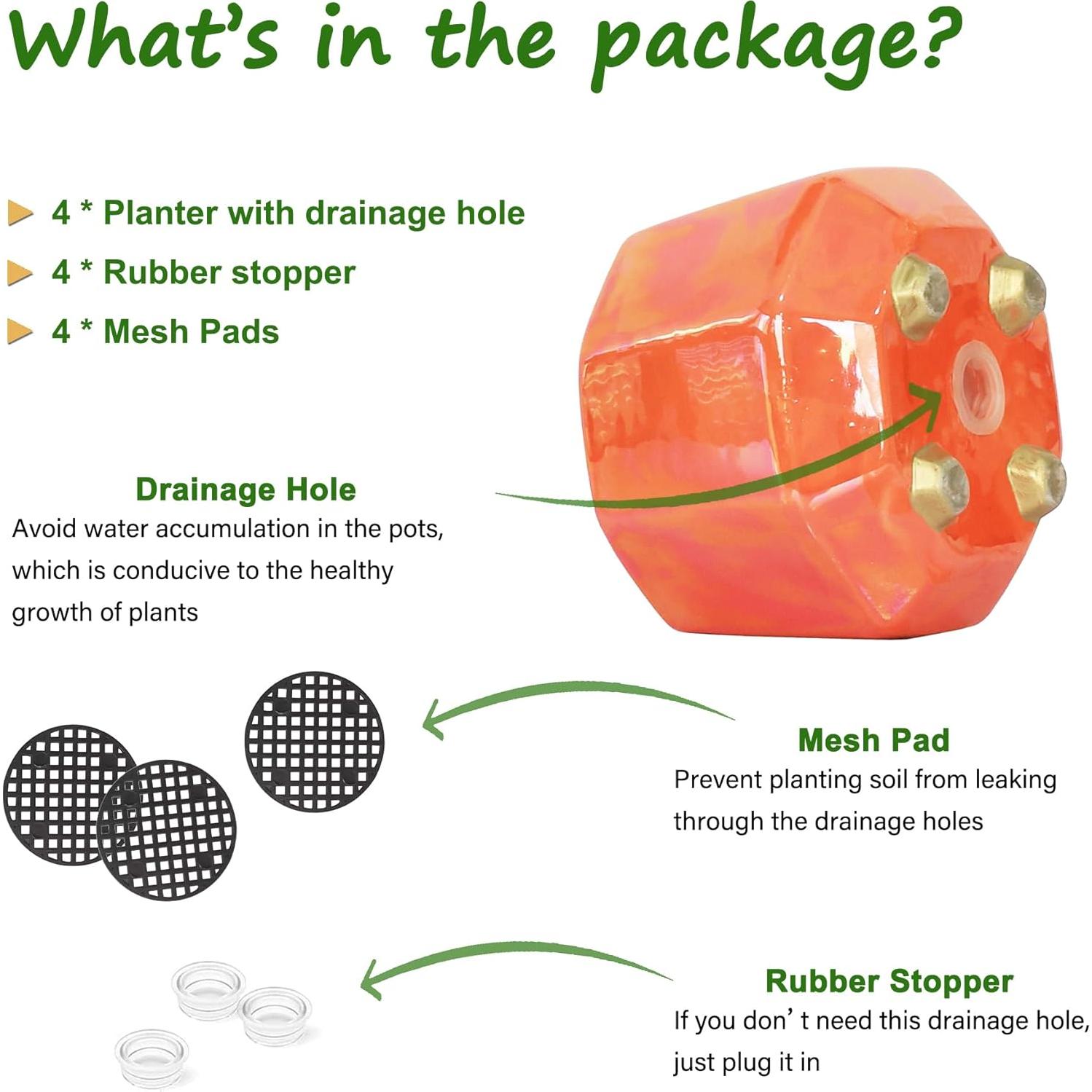 Maceta de Cerámica Durazno 10 cm - Set de 4 con Drenaje