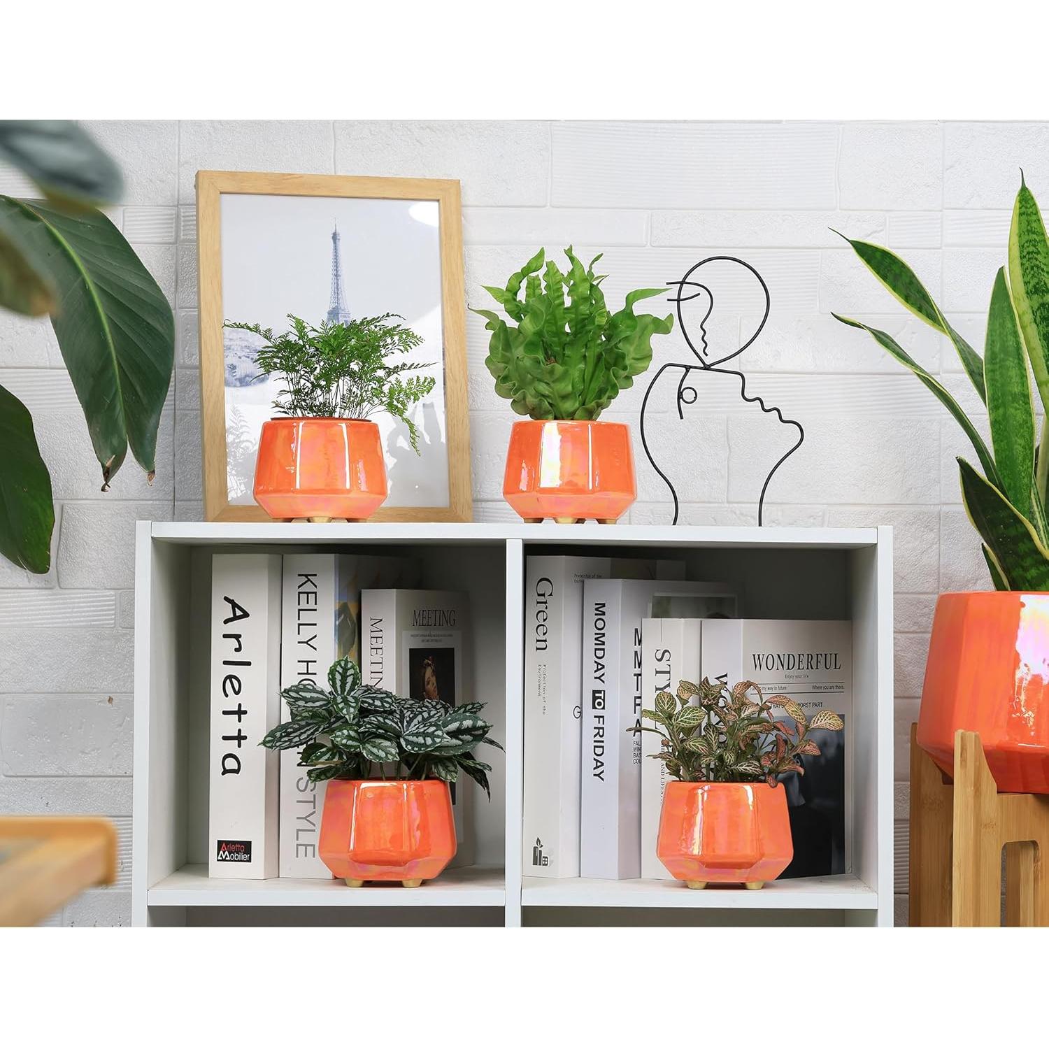 Maceta de Cerámica Durazno 10 cm - Set de 4 con Drenaje