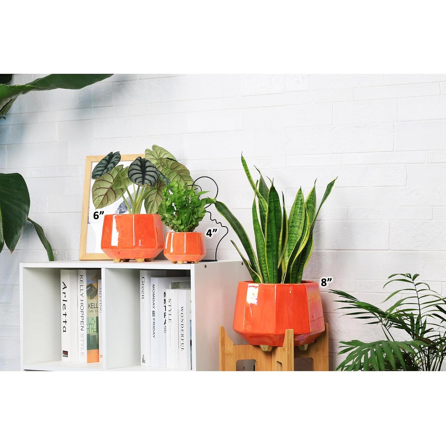 Maceta de Cerámica Durazno 10 cm - Set de 4 con Drenaje