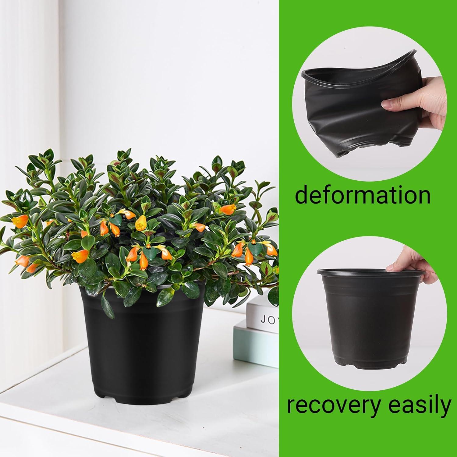 Paquete de 100 Macetas de Plástico Huvai 0.5 Galones Negro