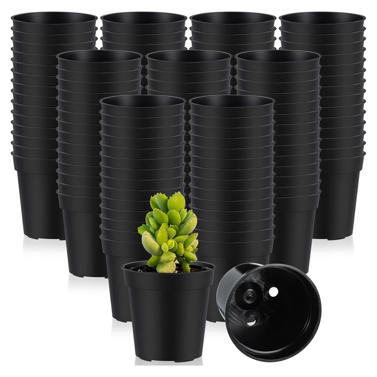 200 Macetas Plásticas Negras 5 cm Yaomiao con Drenaje