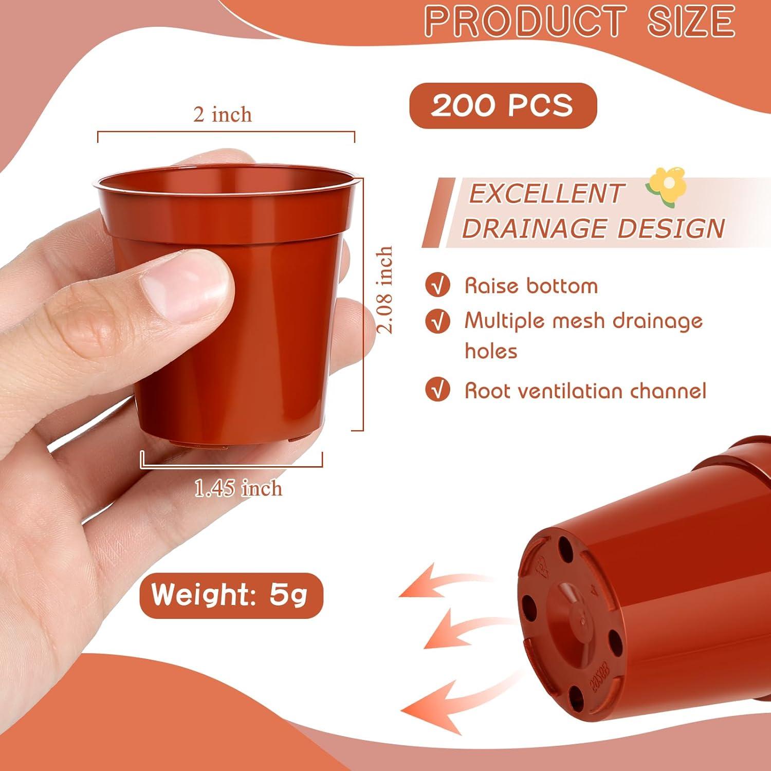 200 Macetas de Plástico KesaPlan 5.08 cm con Drenaje