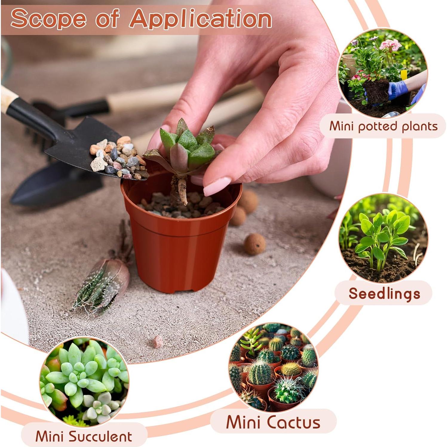 200 Macetas de Plástico KesaPlan 5.08 cm con Drenaje