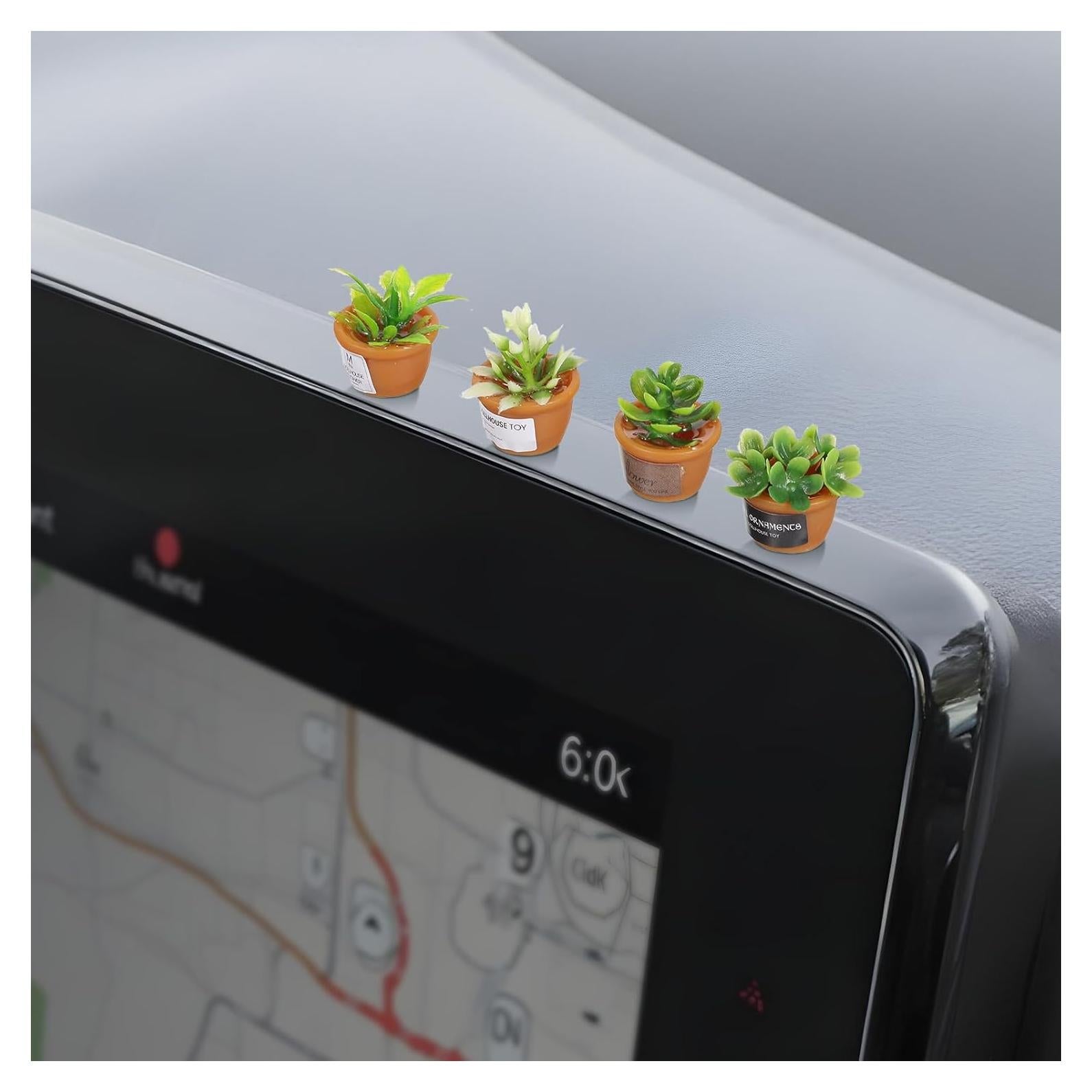 Mini Adornos de Suculentas para Auto WJIAAA - 4 Piezas