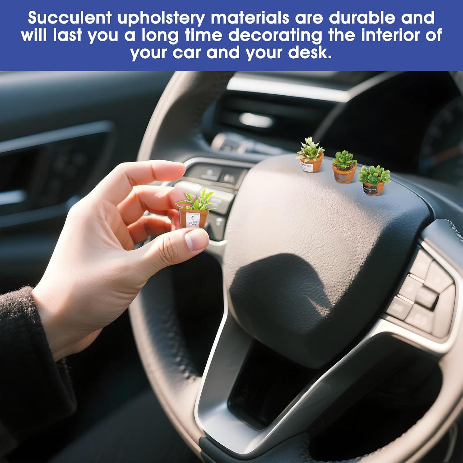 Mini Adornos de Suculentas para Auto WJIAAA - 4 Piezas