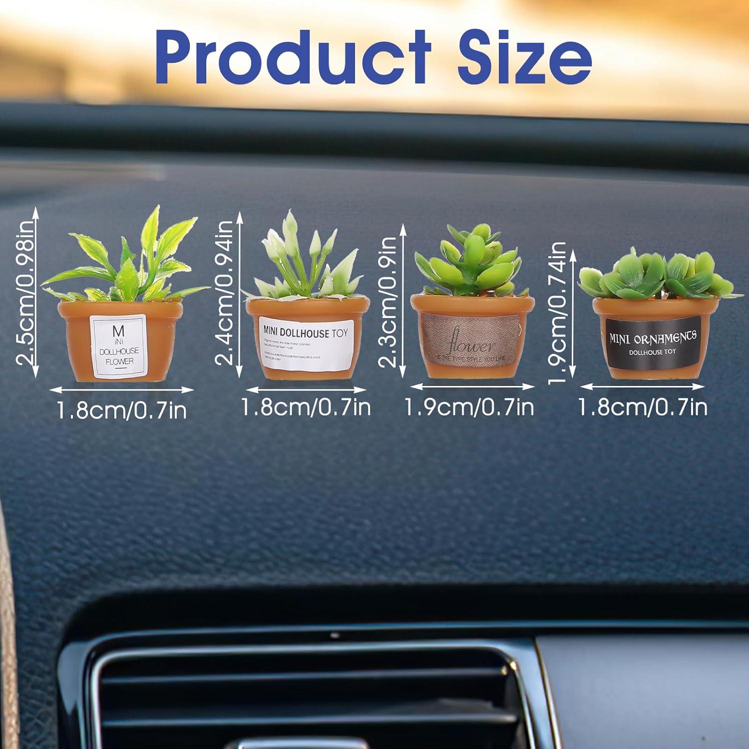 Mini Adornos de Suculentas para Auto WJIAAA - 4 Piezas