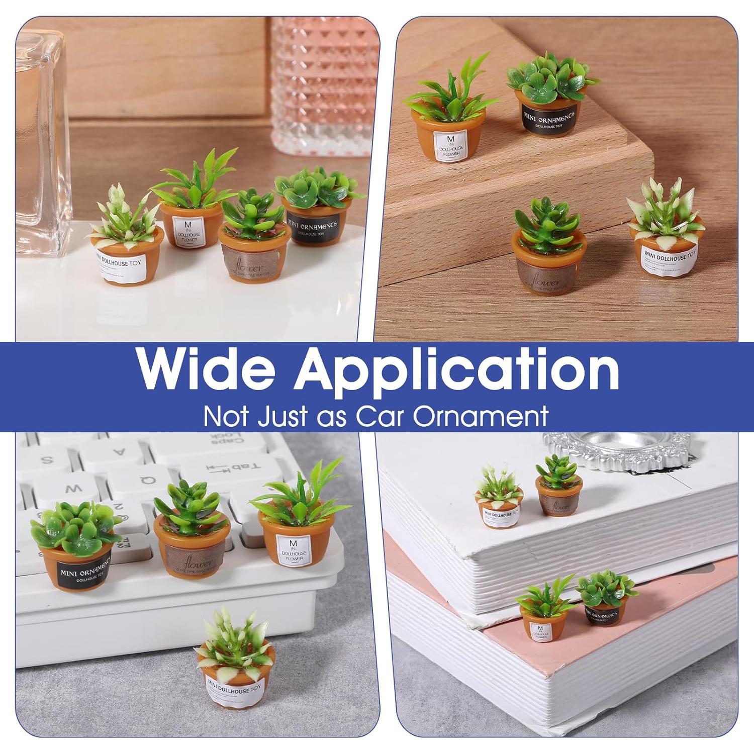 Mini Adornos de Suculentas para Auto WJIAAA - 4 Piezas