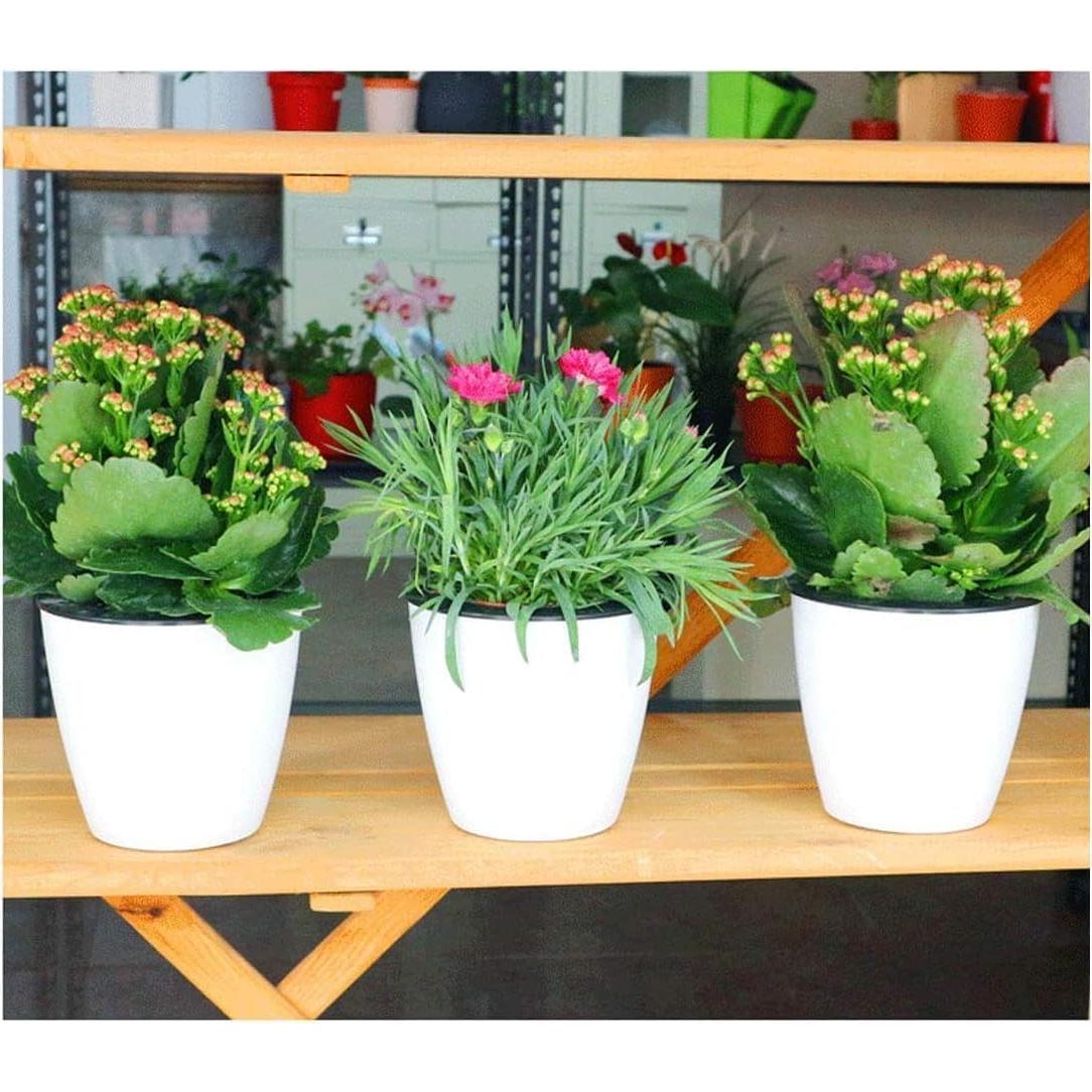 6 Macetas Autorriego OYSIR Blancas 8.89 cm para Plantas