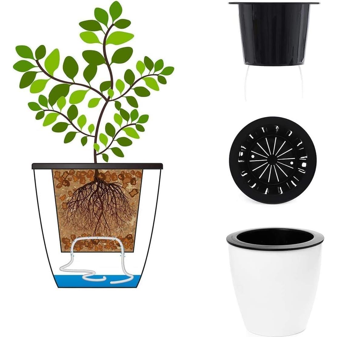 6 Macetas Autorriego OYSIR Blancas 8.89 cm para Plantas