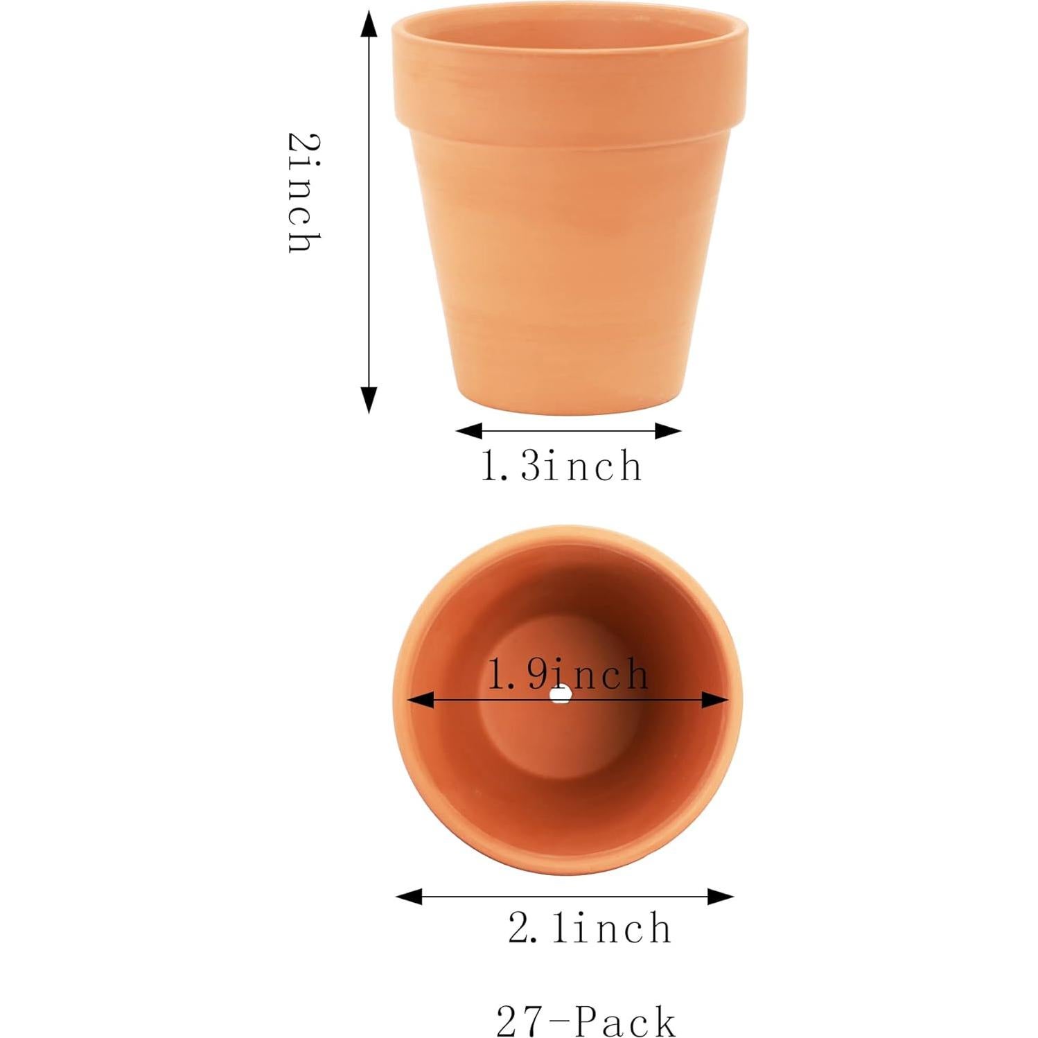 Macetas de Terracota Yishang 5 cm con Drenaje - 27 Piezas