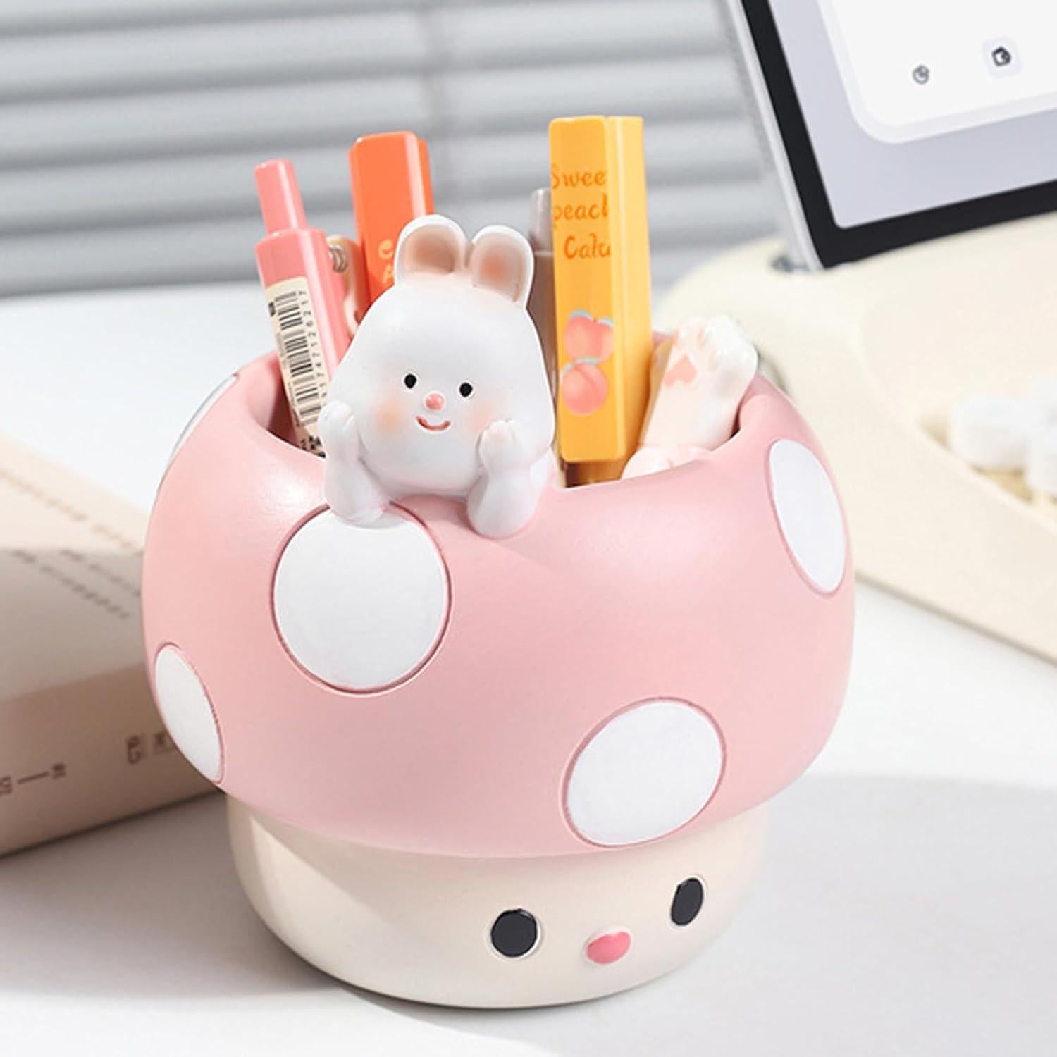 Maceta de Hongo Rosa EOBTAIN de Resina 10 cm para Plantas