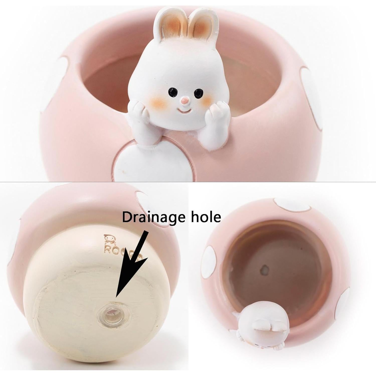 Maceta de Hongo Rosa EOBTAIN de Resina 10 cm para Plantas